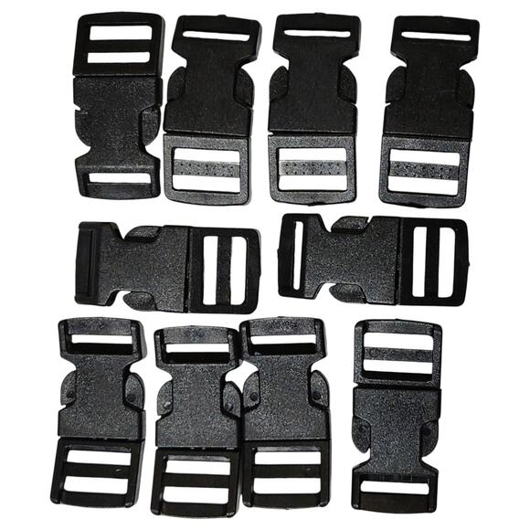 10pk Black 5/8" Curved Side-Release Buckles – Quick-Clip for Paracord & Webbing - Picture 1 of 6